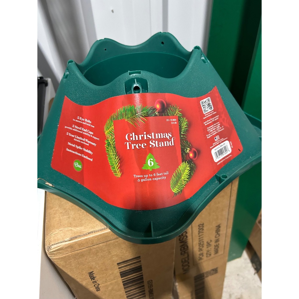 Oasis Christmas Tree Stand Green Jack-Post Model 506-ST for Trees up to 6ft 0.5G